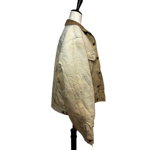 Vintage Carhartt Blanket Lined Chore Jacket Tan Distressed Workwear Size 44 USA - Picture 7 of 12